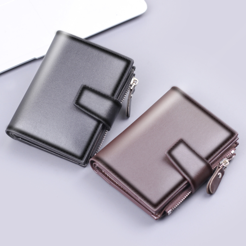 Portofel vertical pentru bărbați | PU, 3 pliuri, design Short Wallet, ultraușor, stil urban minimalist | Jolizeon