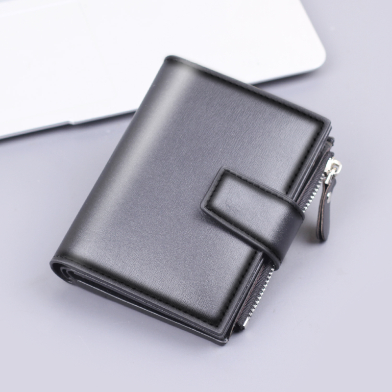 Portofel vertical pentru bărbați | PU, 3 pliuri, design Short Wallet, ultraușor, stil urban minimalist | Jolizeon