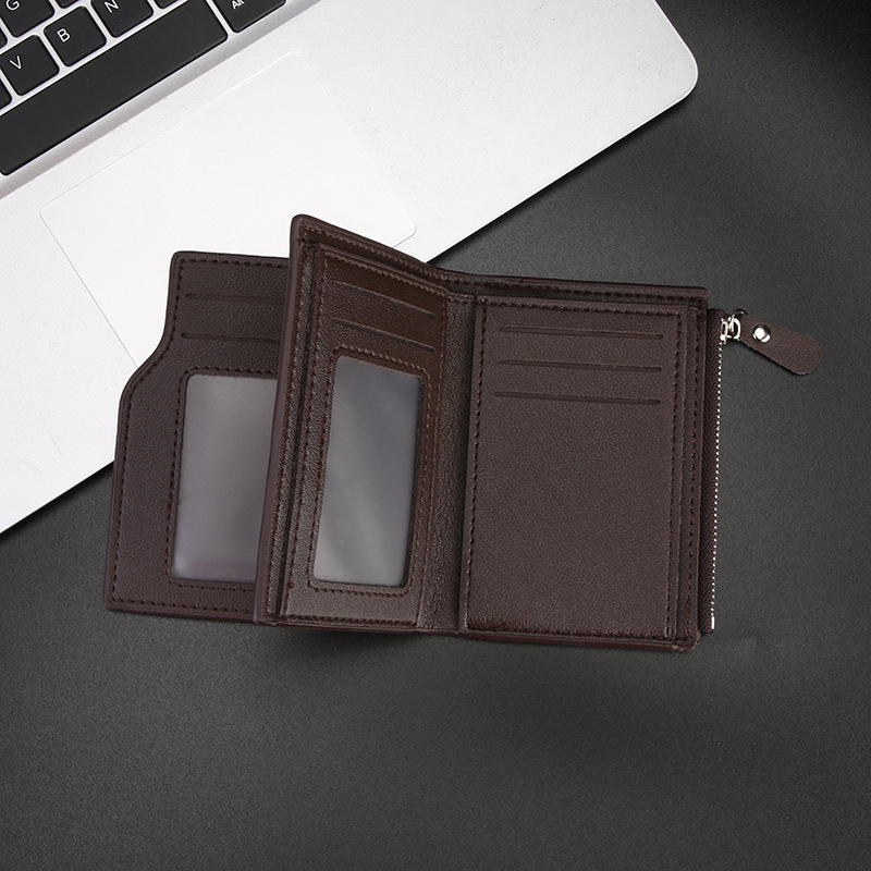 Portofel mic pentru bărbați cu mai multe buzunare pentru carduri – PU piele, ultra-ușor, căptușeală poliester, primăvara 2025