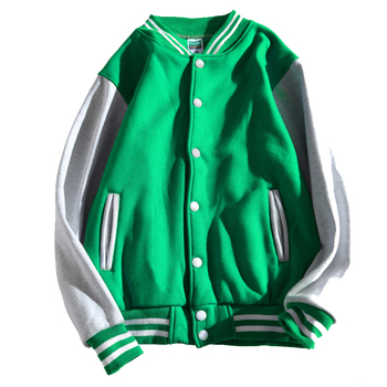 Pamutból készült fleece-béléssel ellátott baseball felső, laza szabású, álló gallér, egyenes elülső gombos rész
