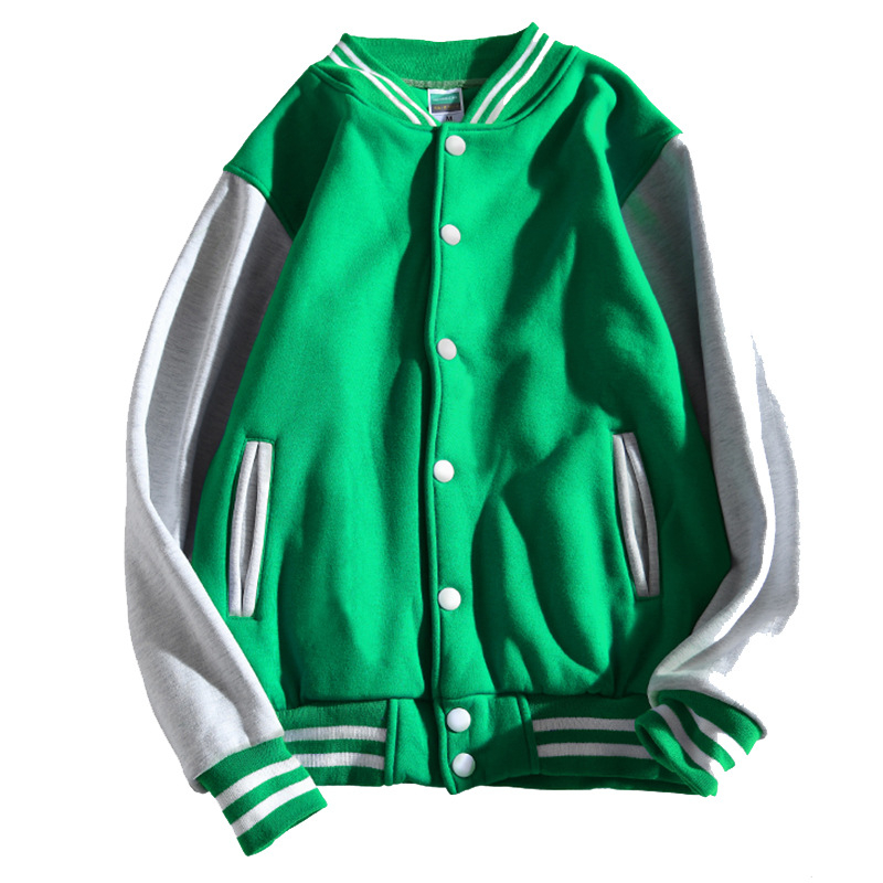 Pamutból készült fleece-béléssel ellátott baseball felső, laza szabású, álló gallér, egyenes elülső gombos rész