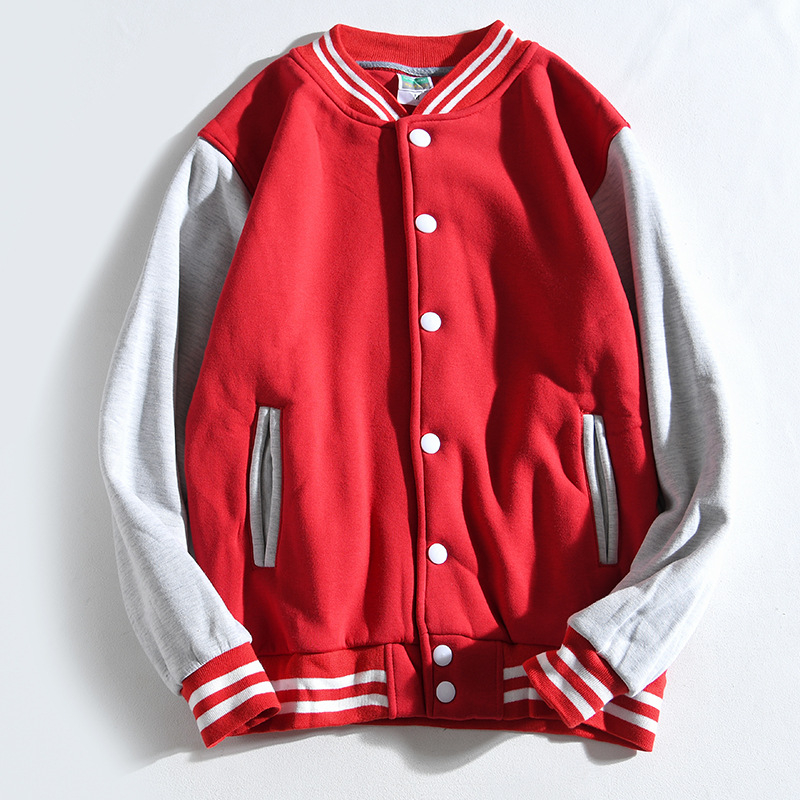 Pamutból készült fleece-béléssel ellátott baseball felső, laza szabású, álló gallér, egyenes elülső gombos rész