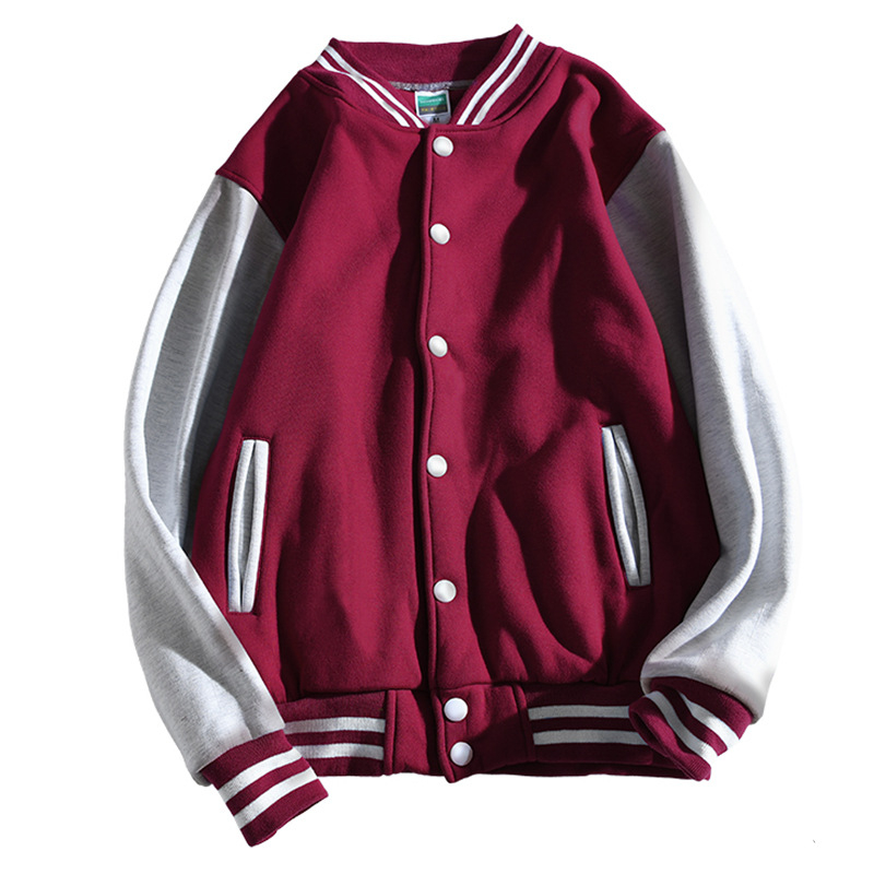 Pamutból készült fleece-béléssel ellátott baseball felső, laza szabású, álló gallér, egyenes elülső gombos rész