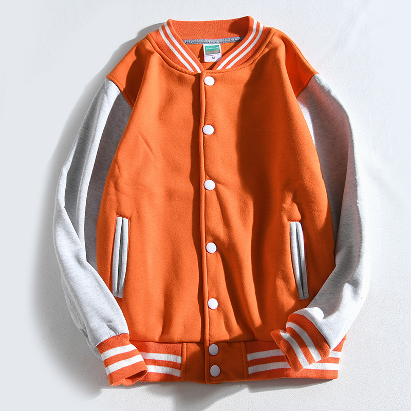 Pamutból készült fleece-béléssel ellátott baseball felső, laza szabású, álló gallér, egyenes elülső gombos rész