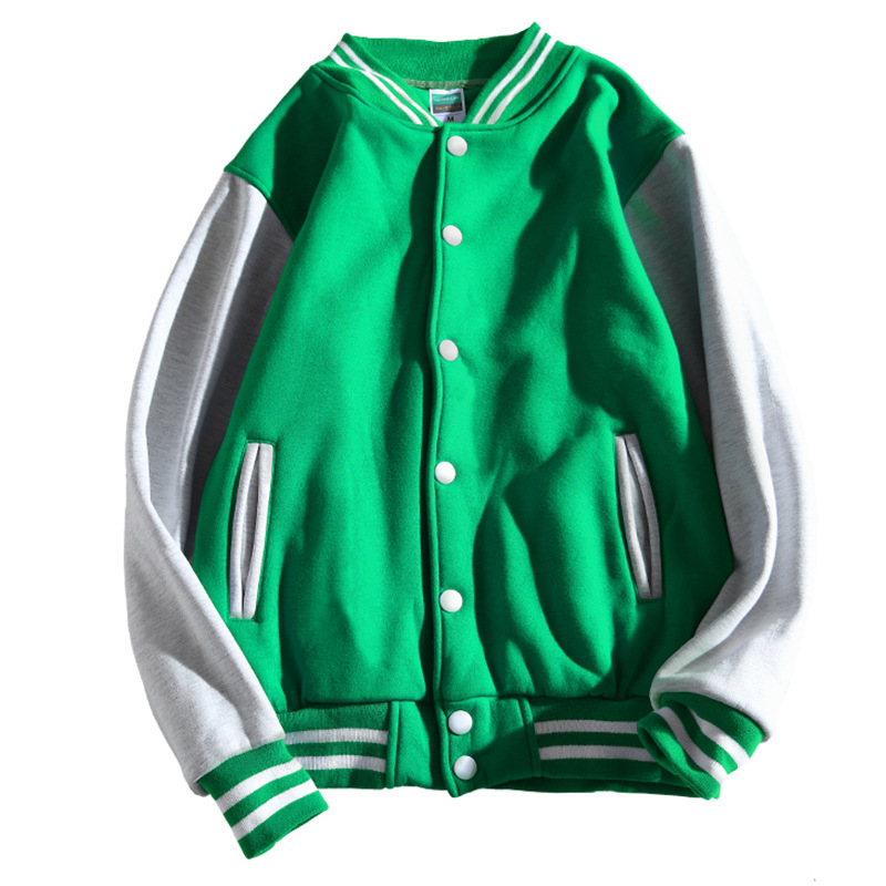 Pamutból készült fleece-béléssel ellátott baseball felső, laza szabású, álló gallér, egyenes elülső gombos rész