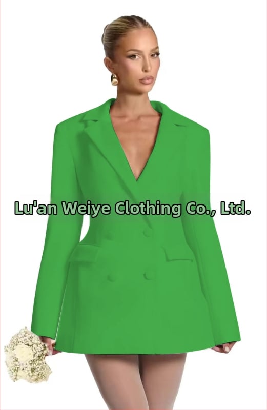 Női karcsú szabású blézer V-nyakkal, egygombos zárás, poliészter, hosszú ujjú