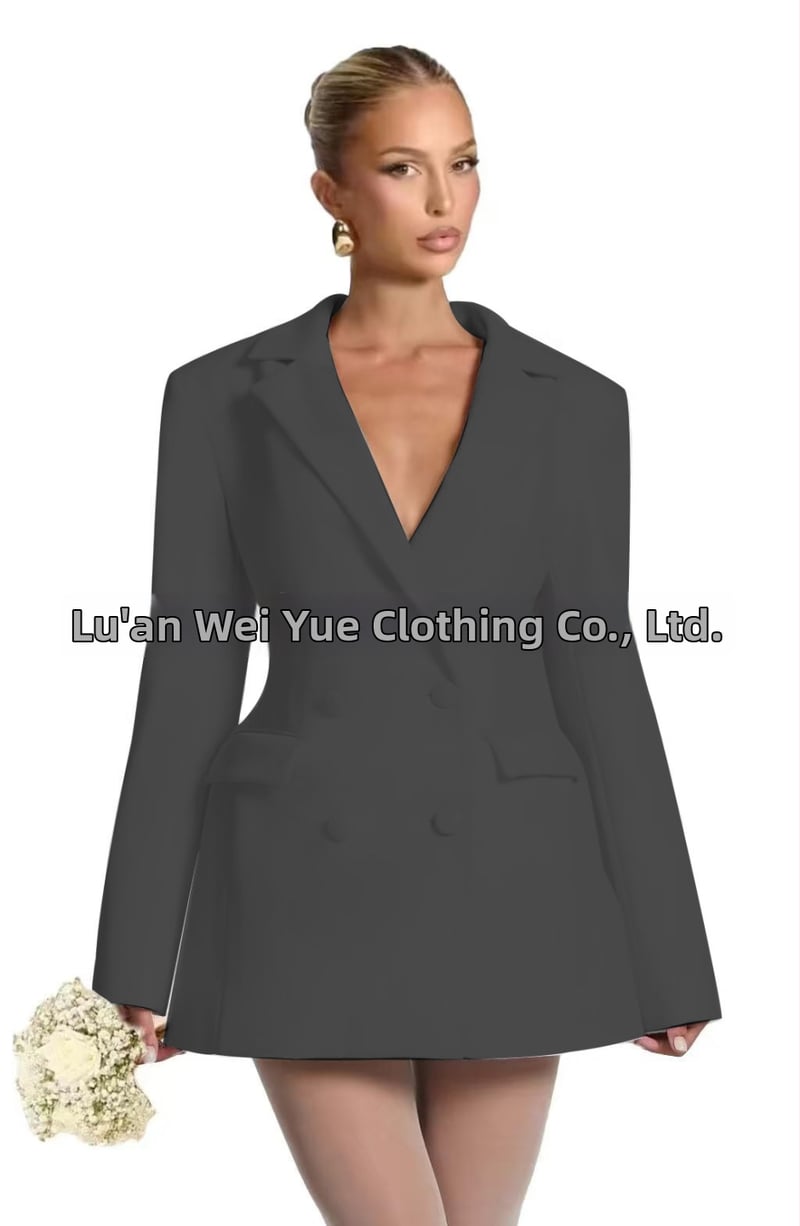 Női karcsú szabású blézer V-nyakkal, egygombos zárás, poliészter, hosszú ujjú