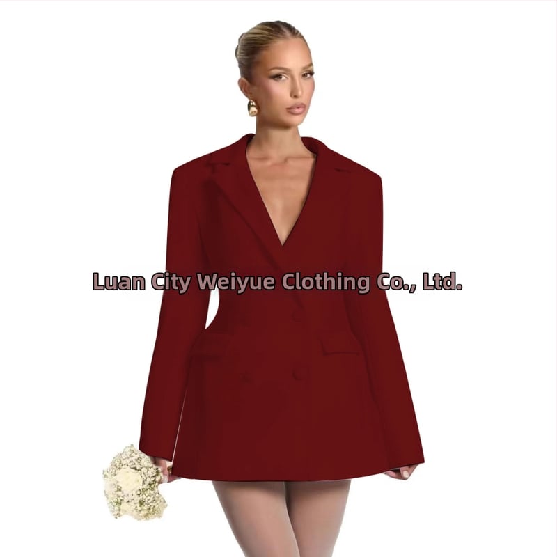 Női karcsú szabású blézer V-nyakkal, egygombos zárás, poliészter, hosszú ujjú