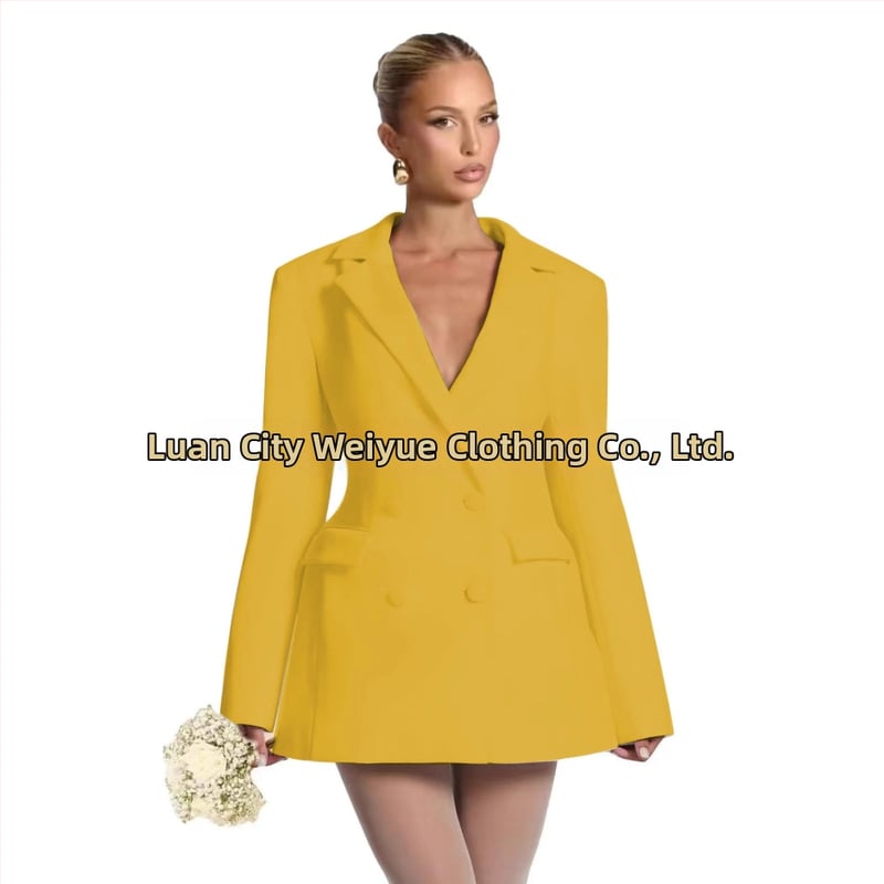 Női karcsú szabású blézer V-nyakkal, egygombos zárás, poliészter, hosszú ujjú