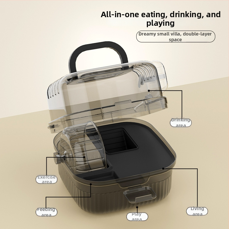 Κλουβί χάμστερ Yue Xiaomeng, πλαστικό, φορητό διαφανές σπίτι, διπλής χρήσης πολυτελής βίλα