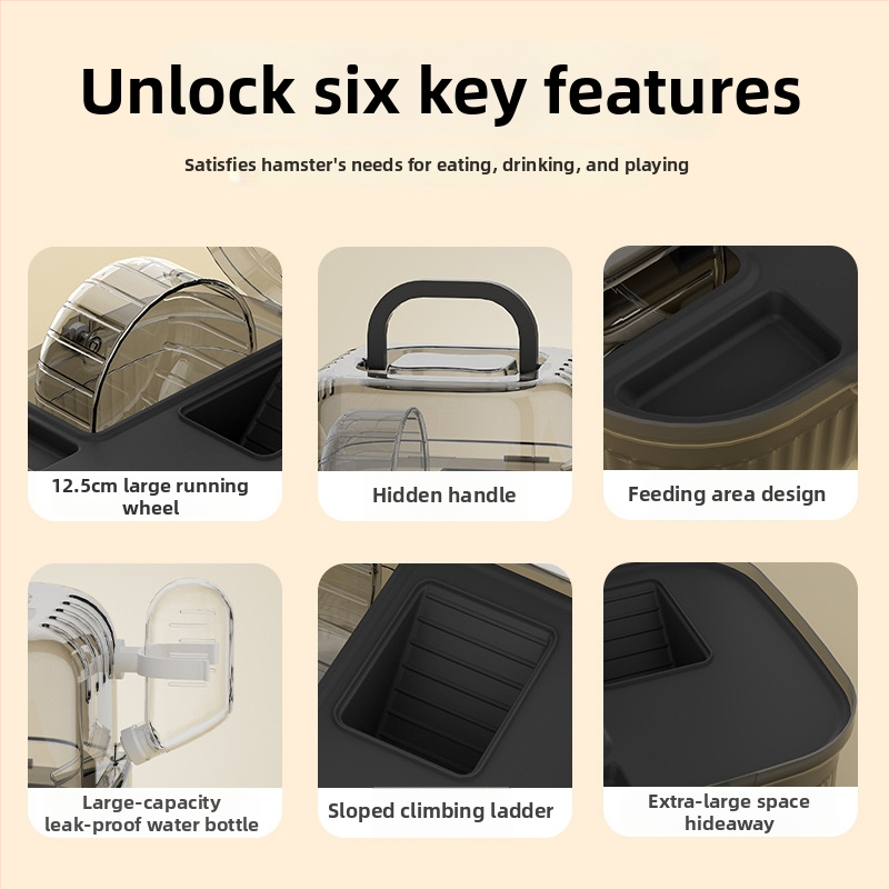 Κλουβί χάμστερ Yue Xiaomeng, πλαστικό, φορητό διαφανές σπίτι, διπλής χρήσης πολυτελής βίλα