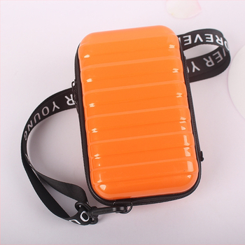 Geantă de machiaj cu husă rigidă, model dungi – crossbody rezistentă la apă, ABS+PC, fermoar, buzunar intern pentru ID