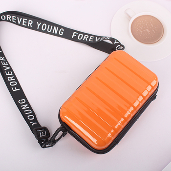 Geantă de machiaj cu husă rigidă, model dungi – crossbody rezistentă la apă, ABS+PC, fermoar, buzunar intern pentru ID