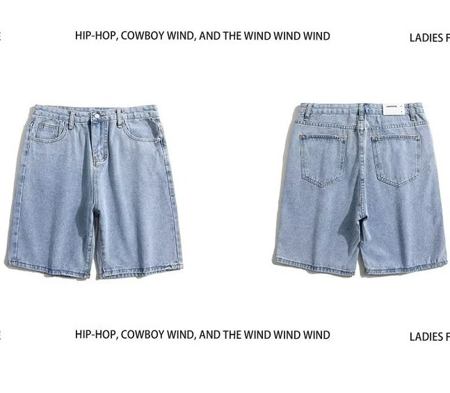 Ανδρικά τζιν σορτς, άνετης γραμμής, μήκος γόνατος, μεσαία μέση, φερμουάρ, ύφασμα 75% πολυεστέρα