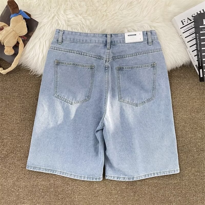 Ανδρικά τζιν σορτς, άνετης γραμμής, μήκος γόνατος, μεσαία μέση, φερμουάρ, ύφασμα 75% πολυεστέρα