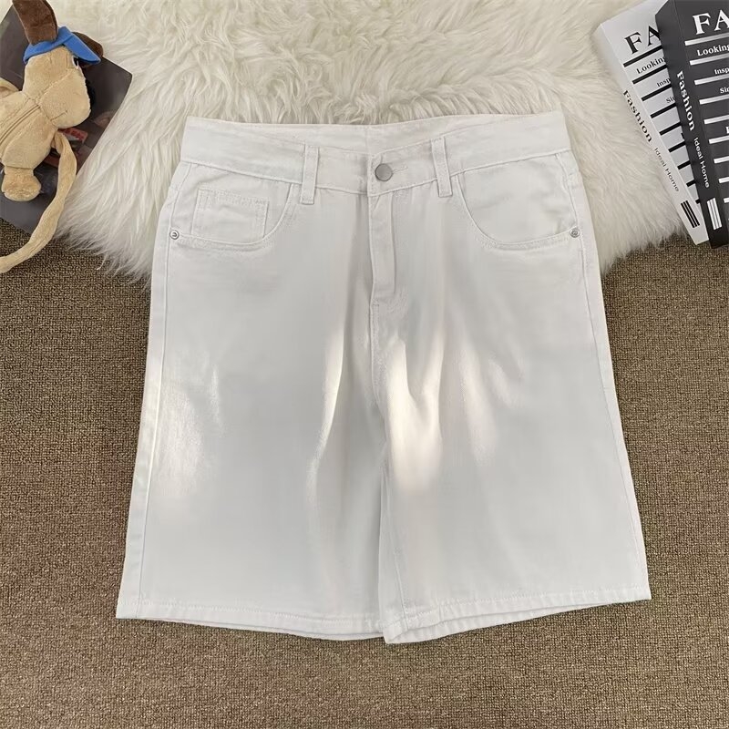 Ανδρικά τζιν σορτς, άνετης γραμμής, μήκος γόνατος, μεσαία μέση, φερμουάρ, ύφασμα 75% πολυεστέρα