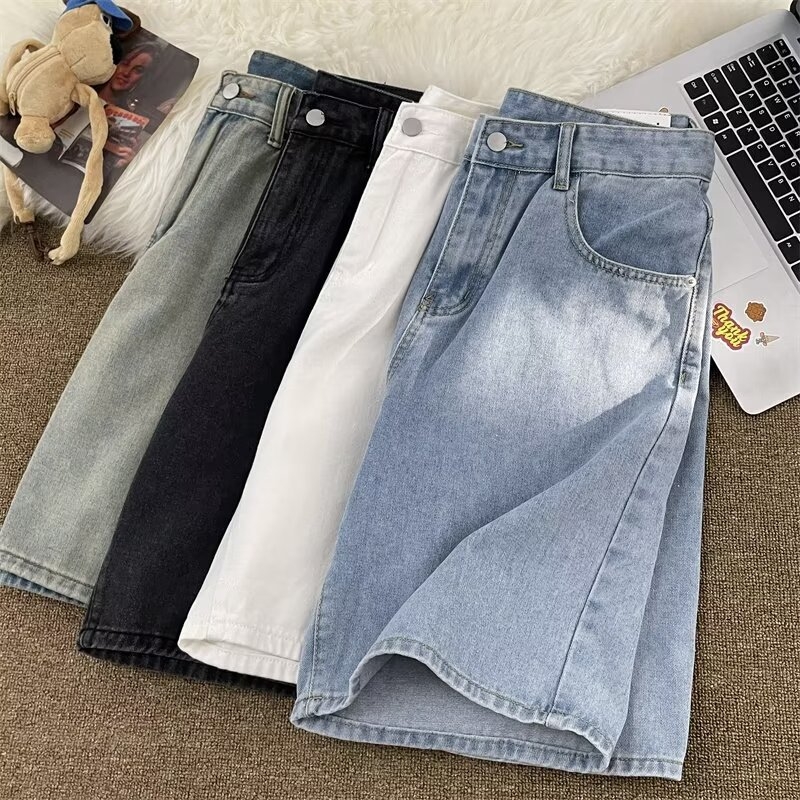 Ανδρικά τζιν σορτς, άνετης γραμμής, μήκος γόνατος, μεσαία μέση, φερμουάρ, ύφασμα 75% πολυεστέρα