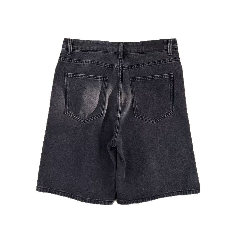 Ανδρικά τζιν σορτς, άνετης γραμμής, μήκος γόνατος, μεσαία μέση, φερμουάρ, ύφασμα 75% πολυεστέρα