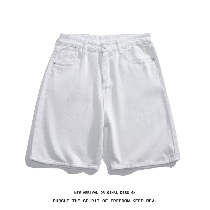 Ανδρικά τζιν σορτς, άνετης γραμμής, μήκος γόνατος, μεσαία μέση, φερμουάρ, ύφασμα 75% πολυεστέρα