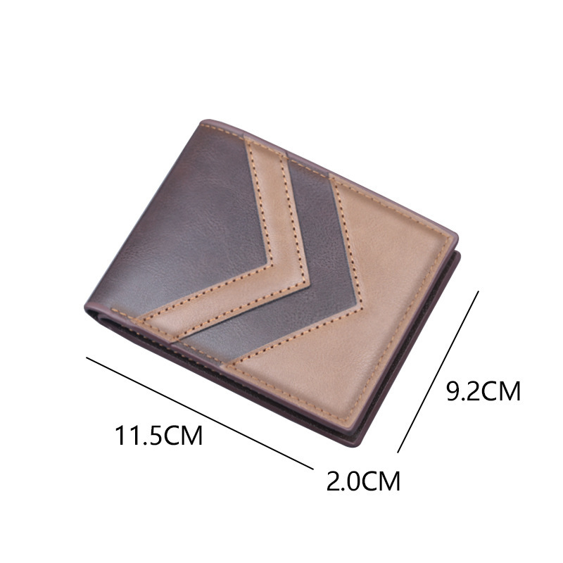 Jolizeon kratki muški novčanik — PU koža, gradski minimalistički stil, prugasti uzorak, 3 preklopa