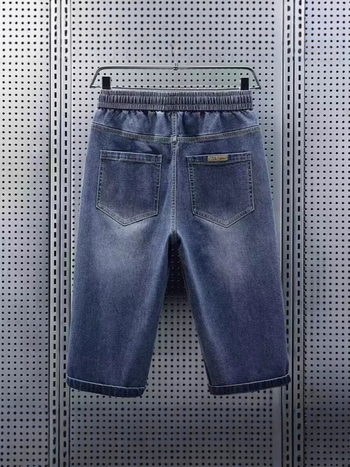 Muške cropped traper hlače, 65% pamuk, elastični pojas, ravni kroj, Cowboy tkanina