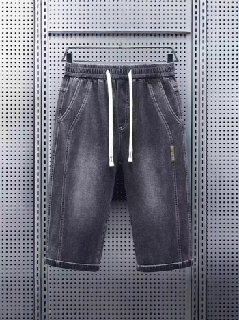 Muške cropped traper hlače, 65% pamuk, elastični pojas, ravni kroj, Cowboy tkanina