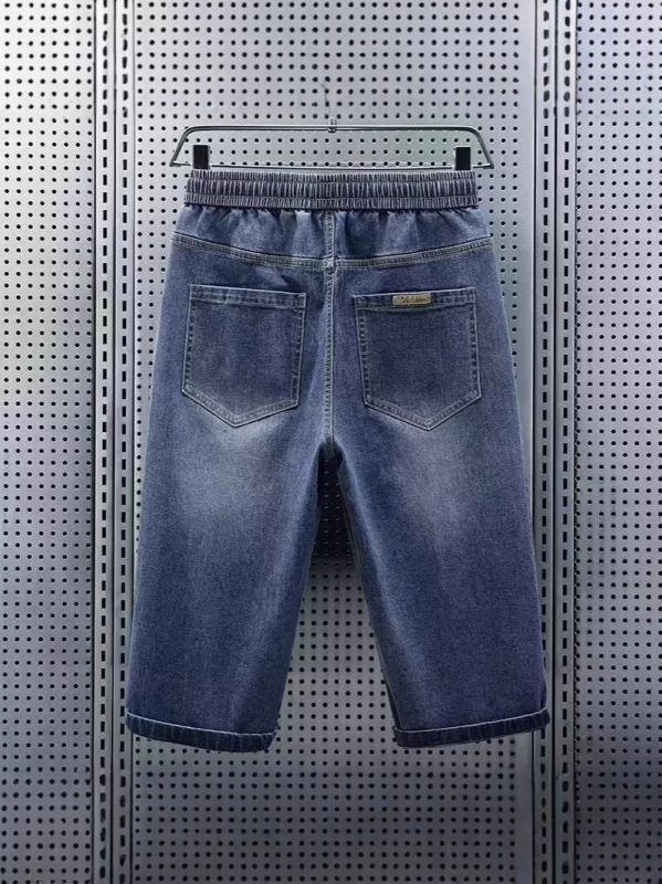 Muške cropped traper hlače, 65% pamuk, elastični pojas, ravni kroj, Cowboy tkanina