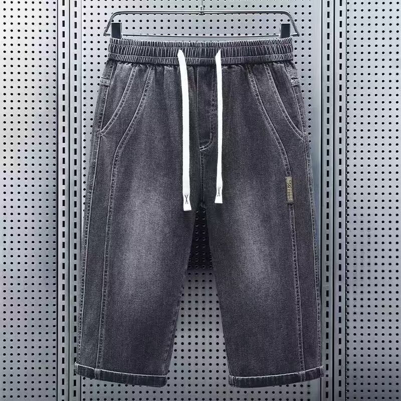 Muške cropped traper hlače, 65% pamuk, elastični pojas, ravni kroj, Cowboy tkanina
