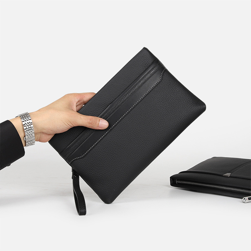 Muški kožni envelope clutch RuiBLI | Prava koža; Jednobojni uzorak; Podstava: poliester; Smanjenje opterećenja