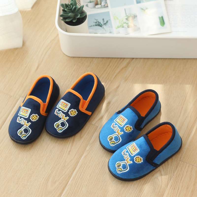 Papuci de interior pentru copii, stil desen animat, material din bumbac, unisex, pentru 4–6 ani, potrivite pentru iarnă, primăvară și toamnă