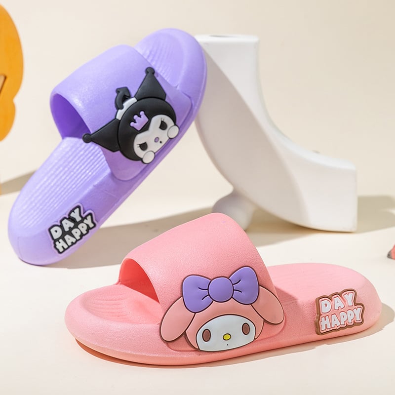 Papuci de interior pentru fete, talpă groasă, exterior PVC, talpă PVC, imprimeu desen animat, respirabile, impermeabile