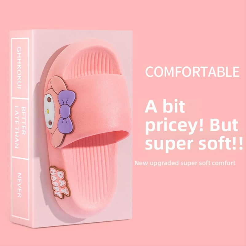 Papuci de interior pentru fete, talpă groasă, exterior PVC, talpă PVC, imprimeu desen animat, respirabile, impermeabile