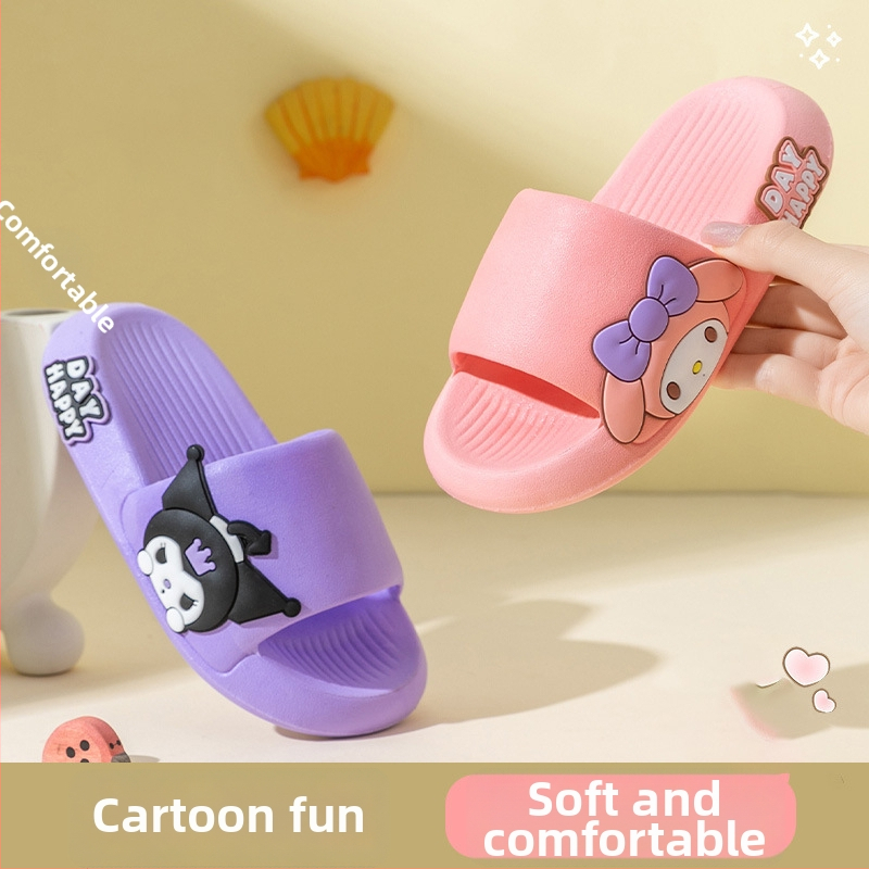 Papuci de interior pentru fete, talpă groasă, exterior PVC, talpă PVC, imprimeu desen animat, respirabile, impermeabile