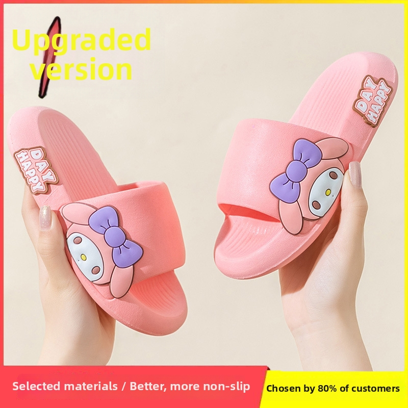 Papuci de interior pentru fete, talpă groasă, exterior PVC, talpă PVC, imprimeu desen animat, respirabile, impermeabile
