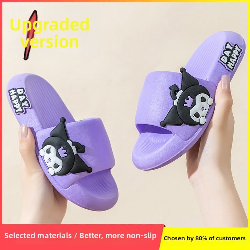 Papuci de interior pentru fete, talpă groasă, exterior PVC, talpă PVC, imprimeu desen animat, respirabile, impermeabile