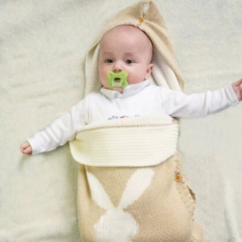 Sac de dormit pentru bebeluși, tricotat în stil Cartoon, cu nasturi în formă de iepuraș, țesătură acrilică, greutate sub 1 kg, conținut 98%, personalizare disponibilă