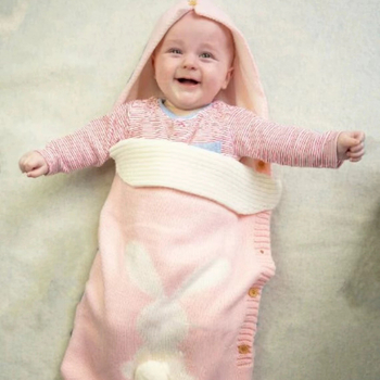 Sac de dormit pentru bebeluși, tricotat în stil Cartoon, cu nasturi în formă de iepuraș, țesătură acrilică, greutate sub 1 kg, conținut 98%, personalizare disponibilă