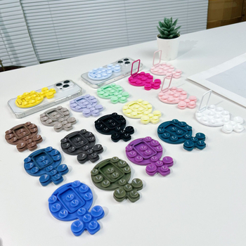 Десктоп стойка за телефон с лепяща задна база, метална халка за държане, силиконова прибираща се вакуумна чашка, магнитна настолна стойка