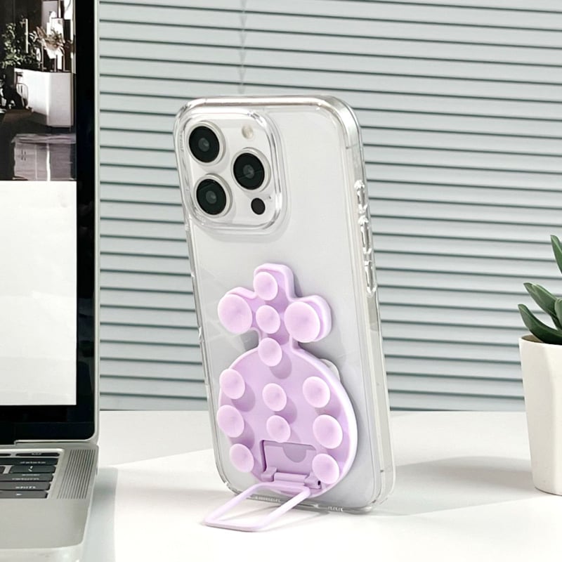 Десктоп стойка за телефон с лепяща задна база, метална халка за държане, силиконова прибираща се вакуумна чашка, магнитна настолна стойка