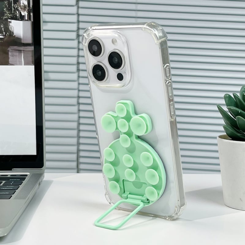 Десктоп стойка за телефон с лепяща задна база, метална халка за държане, силиконова прибираща се вакуумна чашка, магнитна настолна стойка