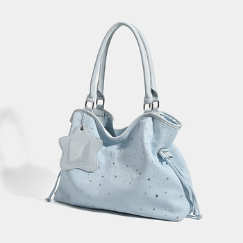 Tote torba s motivom zvijezda - Casual travel stil, platno, velika kapaciteta, uspravnog pravokutnog oblika, magnetsko zatvaranje