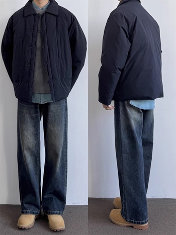 Blugi bărbați, croială dreaptă, denim, talie înaltă, închidere cu fermoar