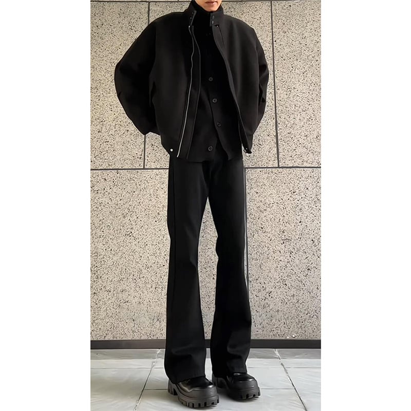 Blugi bărbați, croială dreaptă, denim, talie înaltă, închidere cu fermoar