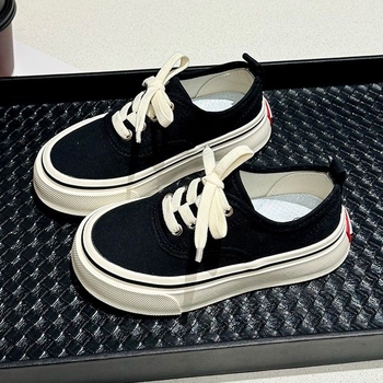 Adidași pentru copii din canvas, Slip-On, în stil coreean, talpă din cauciuc, de tip low-top, unisex, respirabili