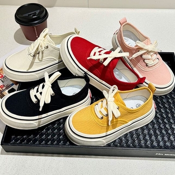 Adidași pentru copii din canvas, Slip-On, în stil coreean, talpă din cauciuc, de tip low-top, unisex, respirabili