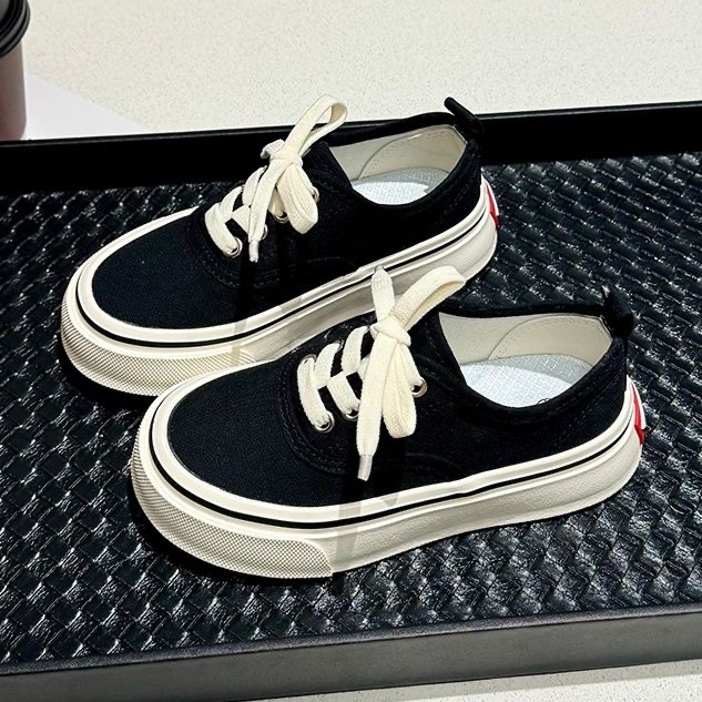 Adidași pentru copii din canvas, Slip-On, în stil coreean, talpă din cauciuc, de tip low-top, unisex, respirabili