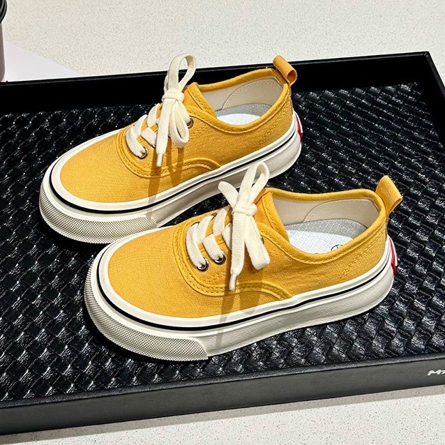 Adidași pentru copii din canvas, Slip-On, în stil coreean, talpă din cauciuc, de tip low-top, unisex, respirabili