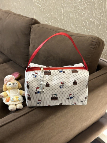 Geantă de cosmetică cu model pisicuță cu buline, capacitate mare, poliester, portabilă pentru călătorii, pentru femei