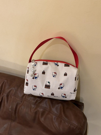 Geantă de cosmetică cu model pisicuță cu buline, capacitate mare, poliester, portabilă pentru călătorii, pentru femei