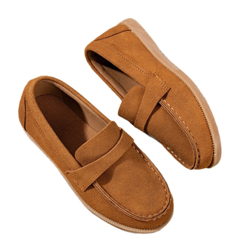 Loafers pentru copii, unisex, respirabile, din velur de vacă, talpă din cauciuc, stil retro